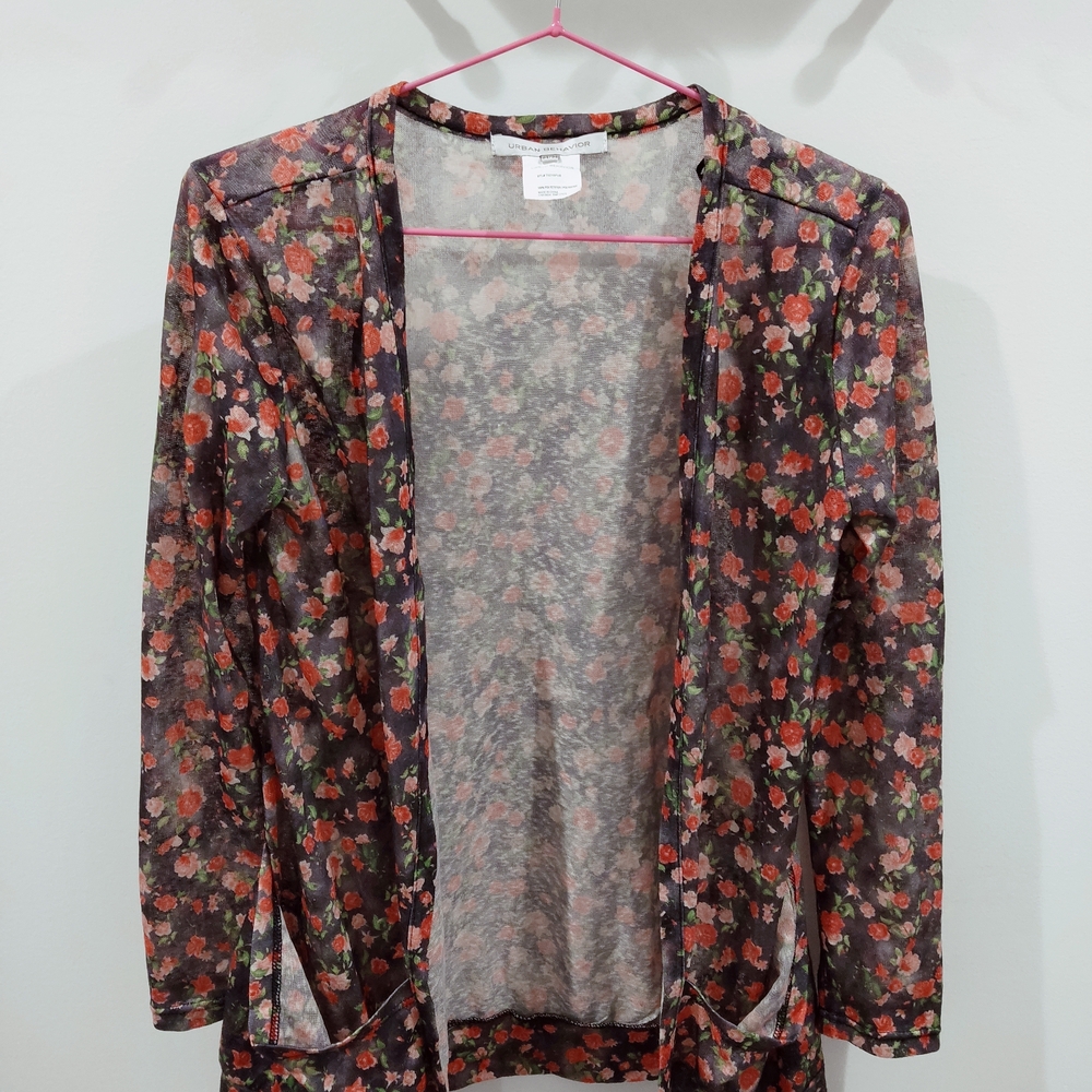 2/$10 3/$12 Urban Behavior Floral Sheer Cardigan